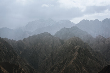 Naklejka premium Eroded landscape and rock towers in Xinjiang, China