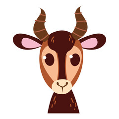 Baby Gazelle emoticon icon and symbol vector illustration. Childish style isolated on white background. Print for the kid s room. Baby animal zoo clipart cartoon