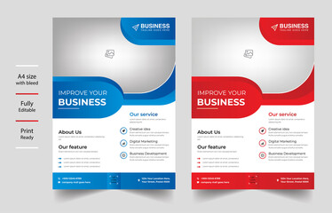 Corporate Business flyer template vector design, IT Company flyer, corporate banners, and leaflets, illustration, background,  in red and blue color