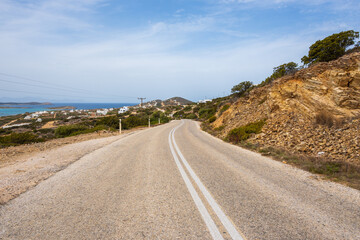 Road in the south of Antiparos. Antiparos is a small, charming island of the Cyclades archipelago. Greece