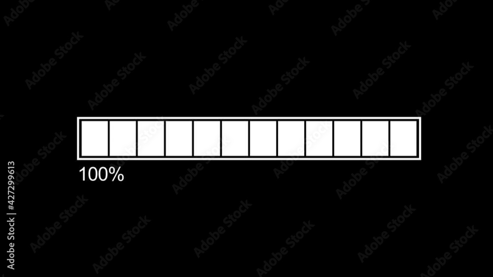Poster loading bar boxes white 4k animation with black background for transparency