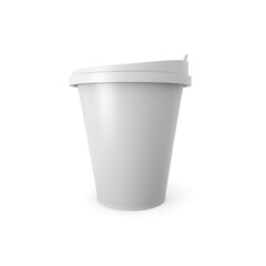 Paper Coffee Cups on white background. Collection 3d Coffee Cup Mockup. 3d Template.