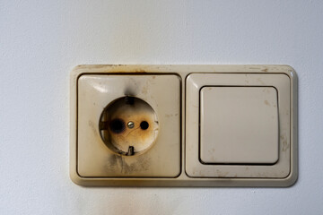 Electricity short circuit Electrical failure resulting in electricity wire burnt socket cable