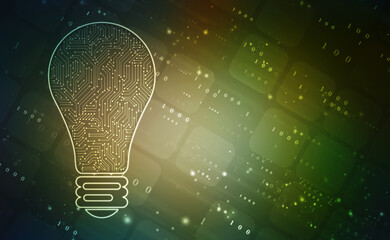 
2d illustration bulb future technology, innovation background, creative idea concept 
