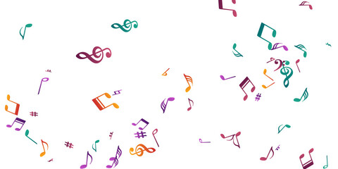 Music notes flying vector illustration. Melody