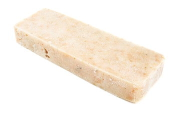 Frozen minced fish on white