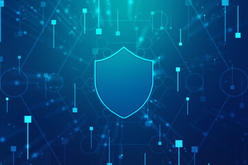 2d illustration Security concept - shield 
