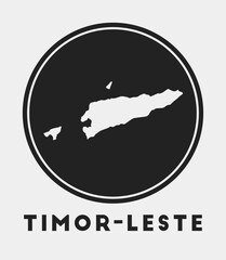 Timor-Leste icon. Round logo with country map and title. Stylish Timor-Leste badge with map. Vector illustration.