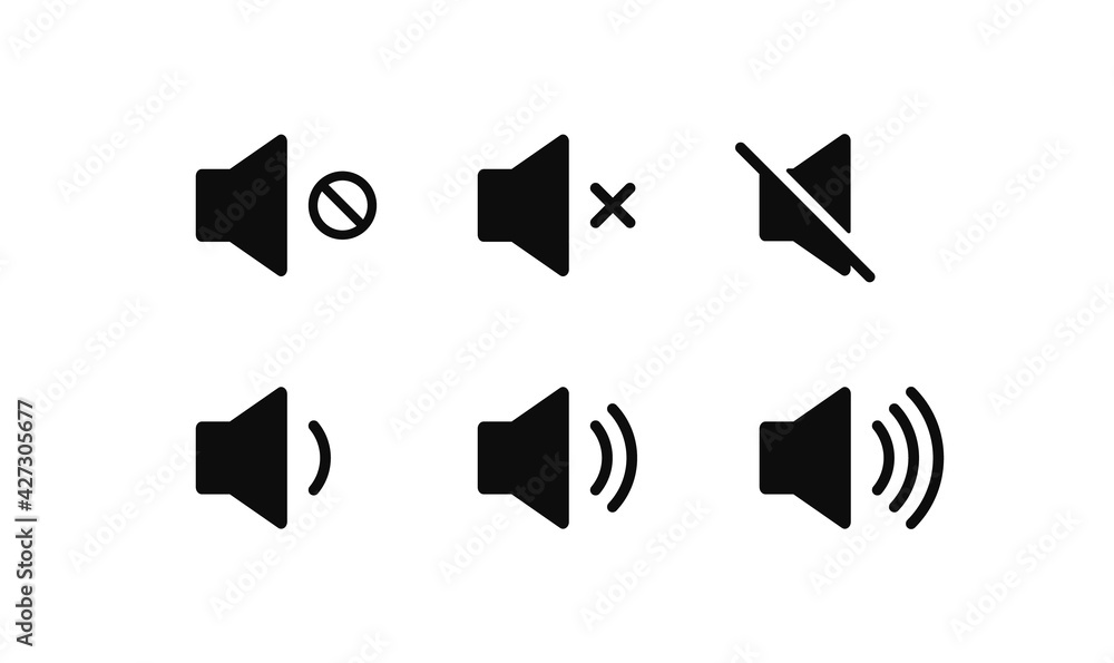 Aufkleber sound volume icons set with different signal levels on white background. аn icon that increases and 