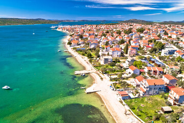 Adriatic town of Pirovac and Murter island aerial view