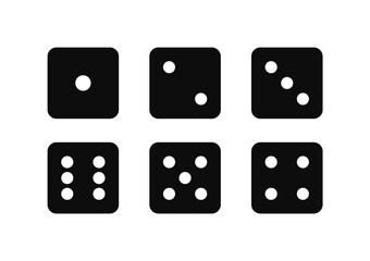 Game dice set isolated on white background. Set of dice in flat design from one to six. Traditional game die with marked with different numbers of dots or pips from 1 to 6. Vector