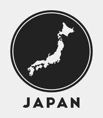 Japan icon. Round logo with country map and title. Stylish Japan badge with map. Vector illustration.