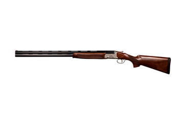 Expensive classic double-barreled smooth-bore hunting rifle on a white background