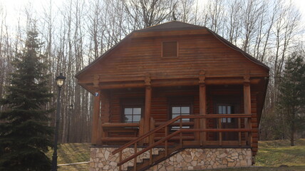 wooden hotel in belarusian village