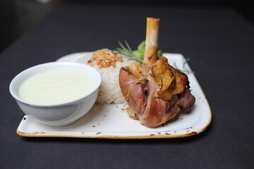 Lamb shoulder, cooked