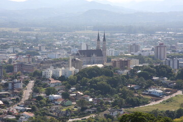 View of the city of santa cruz do sul with cathedral