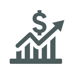 Profit, earning growth icon. Gray vector graphics.