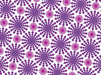 Pattern of circles of different sizes and colors on a white background for fabric and paper
