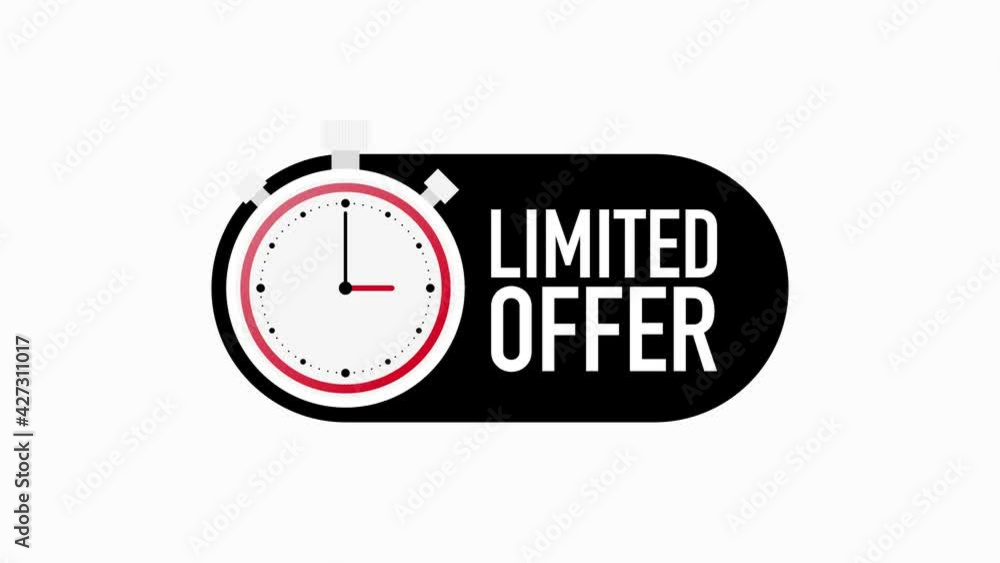 Poster timer with limited offer text countdown motion template on white background. motion graphic.
