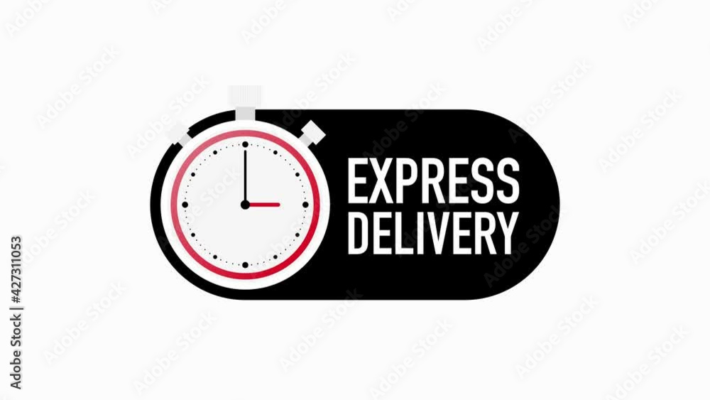 Aufkleber timer with express delivery text countdown motion template on white background. motion graphic.