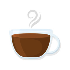 Hot coffee cup with steam - Vector illustration