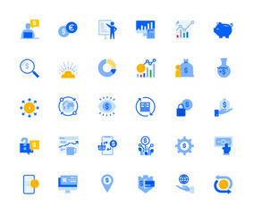 Finance icons set for personal and business use. Vector illustration icons for graphic and web design, app development, marketing material and business presentation.