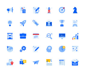 Business and marketing icons set for personal and business use. Vector illustration icons for graphic and web design, app development, marketing material and business presentation.