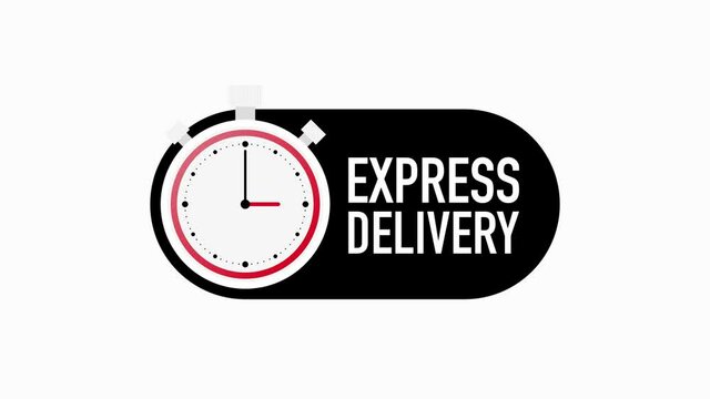 Timer with EXPRESS DELIVERY text countdown motion template on white background. Motion graphic.