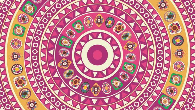 Decorative rotating Aztec icon in endless loop