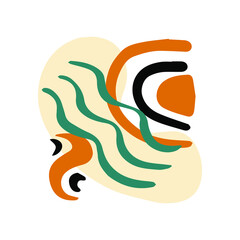 Cute vector abstract shape, boho nursery clipart. Hand drawn doodle illustration.Vector illustration