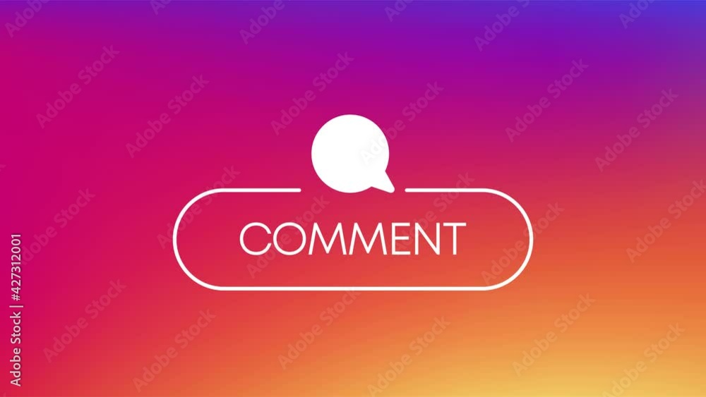Poster like, comment and follow white icon on a gradient background. modern flat style. motion graphic.