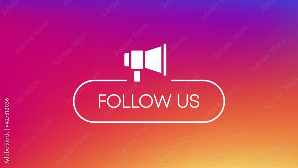 Poster like, comment and follow white icon on a gradient background. modern flat style. motion graphic.