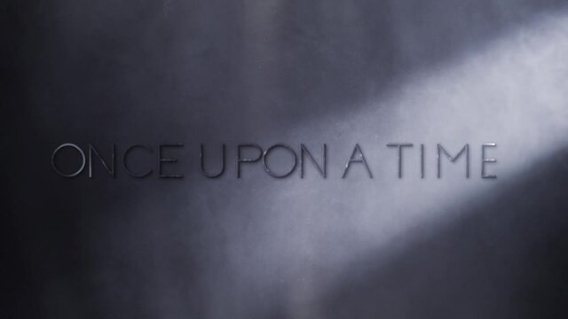 Once Upon a Time story intro or opening animation film, cinematographic, movie mysterious concept, Elegant title text message transition with flying particles, light, smoke, and a dark 4k background.
