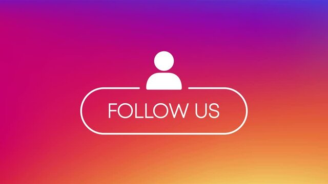 Like, comment and follow white icon on a gradient background. Modern flat style. Motion graphic.