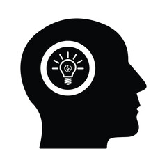 Idea, brainstorming icon. Black vector graphics.