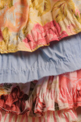 Background texture. Multi-colored pleated fabric. High quality photo