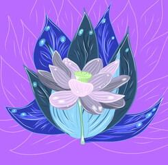 Beautiful grey tropical flower on pink background