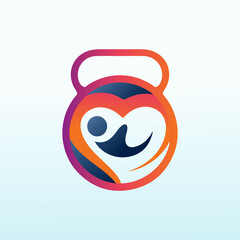 pregnancy care with fitness dumbbell icon logo design.