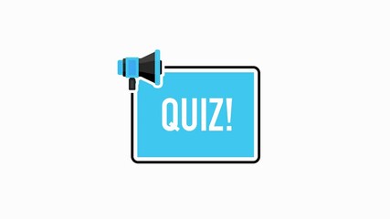 QUIZ banner megaphone. Amazing banner for marketing design. Promotion sign. Flat style. Business success. Motion graphic.