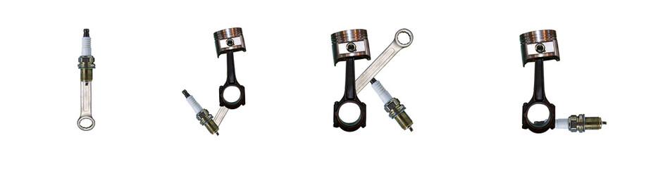 The letters I, J, K, L are made from car parts