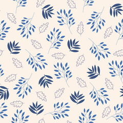 Vector floral seamless pattern with abstract plants and flowers