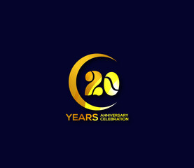 20 years anniversary celebration logotype with modern gold Mix color Circle logo Design Concept