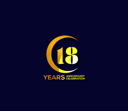 18 years anniversary celebration logotype with modern gold Mix color Circle logo Design Concept