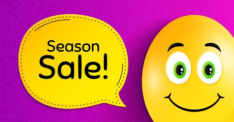 Season sale symbol. Easter egg with smile face. Special offer price sign. Advertising discounts symbol. Easter smile character. Season sale speech bubble. Yellow egg background. Vector