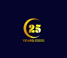 25 years anniversary celebration logotype with modern gold Mix color Circle logo Design Concept