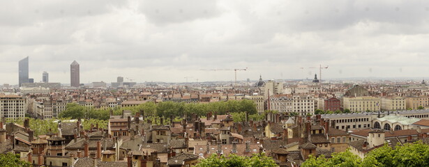 Blick über die Innenstadt von Lyon, Panorama