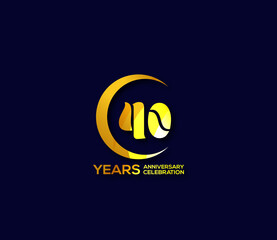 40 years anniversary celebration logotype with modern gold Mix color Circle logo Design Concept