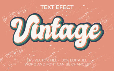 Vintage retro style text effect, editable word and font.