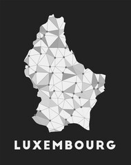 Luxembourg - communication network map of country. Luxembourg trendy geometric design on dark background. Technology, internet, network, telecommunication concept. Vector illustration.