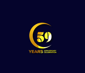 59 years anniversary celebration logotype with modern gold Mix color Circle logo Design Concept